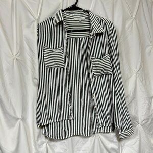 Black and white striped Love Tree button up size small